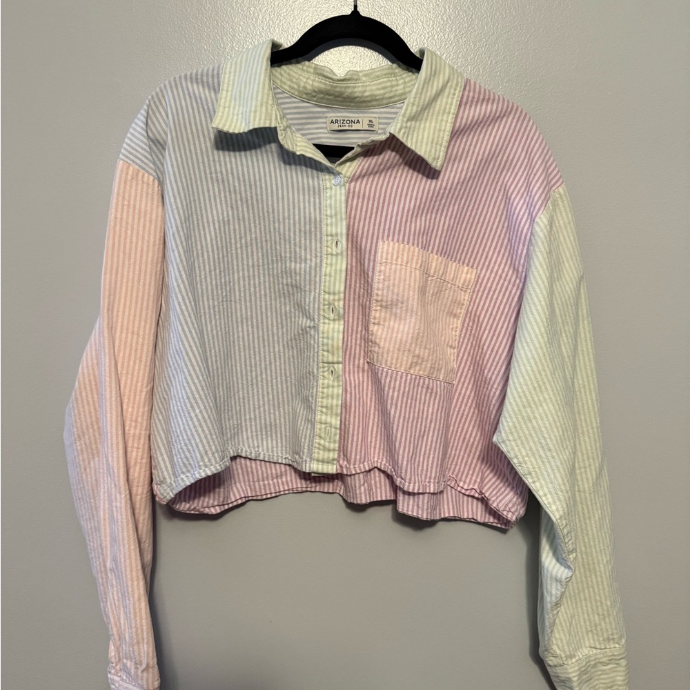 Arizona Jean Company Kids Pastel Striped Button Down Shirt